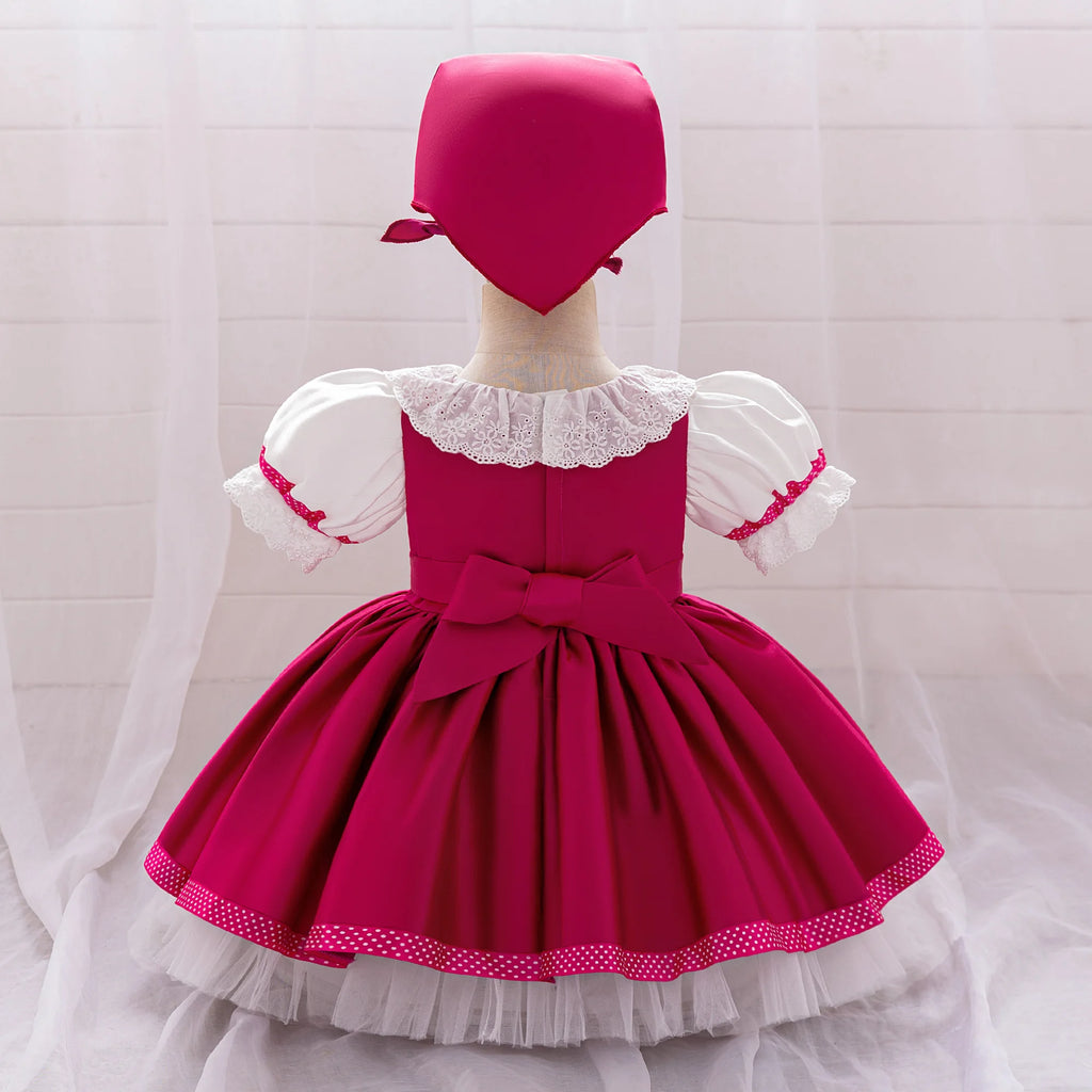Ma Sha Bear Girls Party Maid Dress 2pcs Toddler Lolita 1st Birthday Wedding Princess Prom Dress Carnival Halloween Kids Clothing