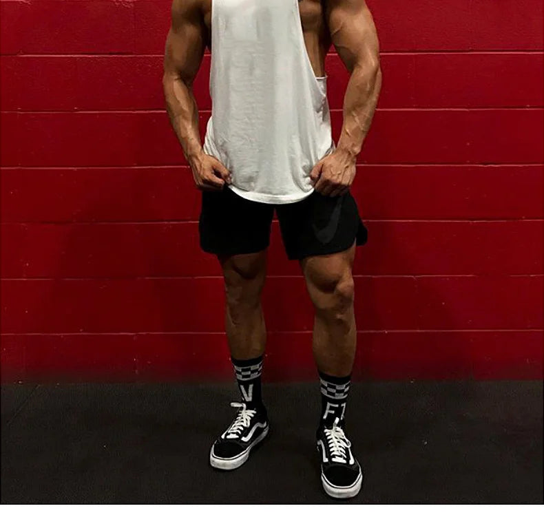 Men Summer Cotton Sleeveless Tank Top Gym Bodybuilding Fitness Running Workout Casual Athletic Sportswear Training Vest Clothing