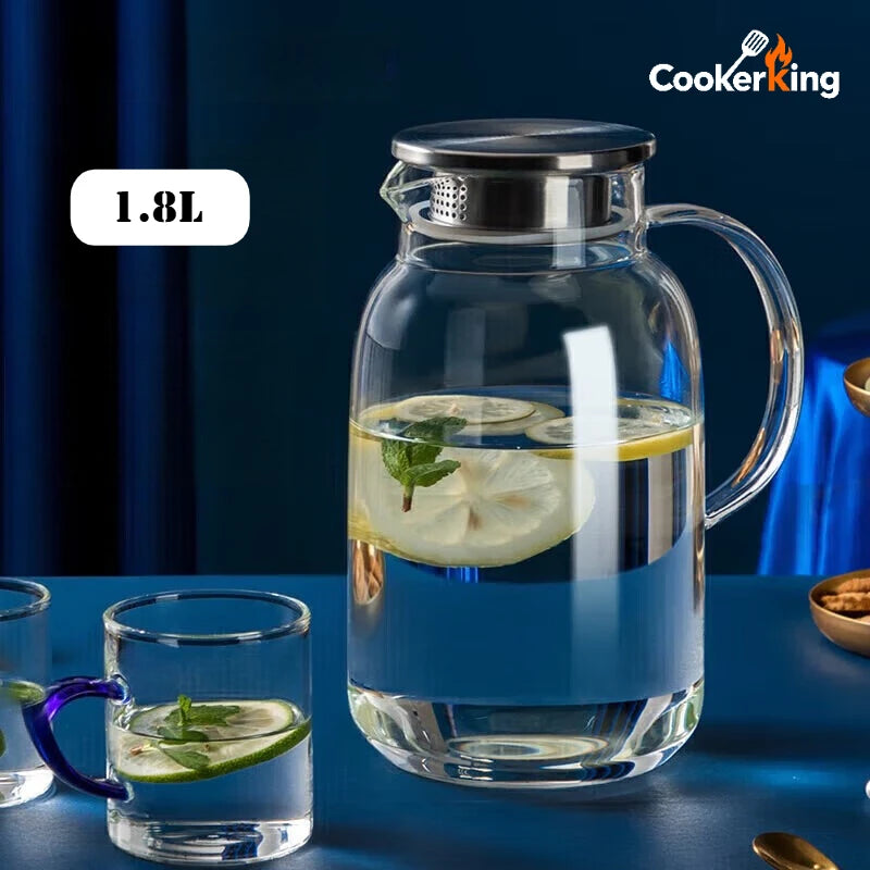 COOKER KING 1.8/2.5L Glass Water Kettle High Borosilicate Glass Large Capacity Teapot High Temperature Resistance Office Use