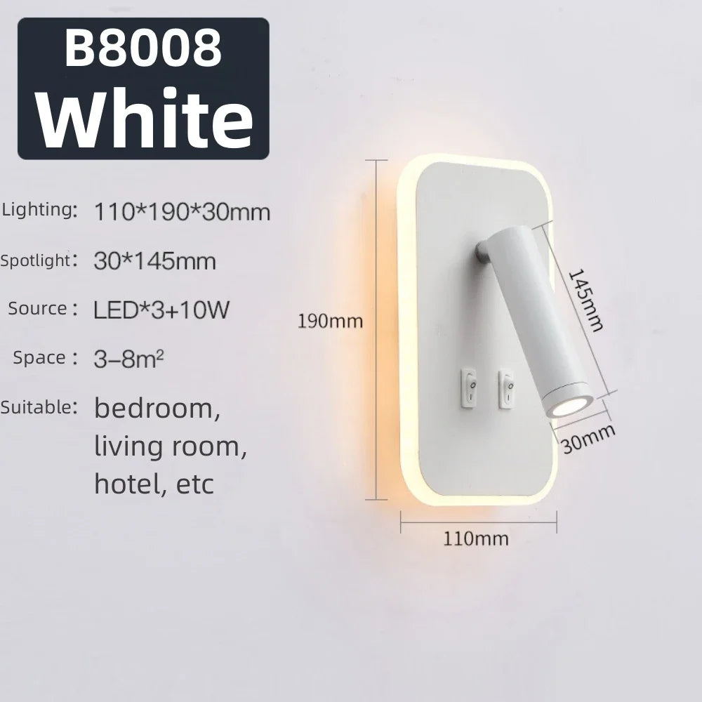 Rotatable Wall Lamp 3W 6W 9W 10W Modern LED Wall Light Home Decoration Angle Adjustable Bedroom Bedside Sconce Lamp for Home