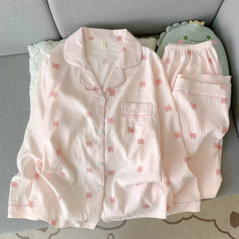 Spring/Autumn New Arrivals: Cloud-Print Cotton Long-Sleeved Pyjama Set for Women Adorable Sweetheart Style Nightwear Homewear Se