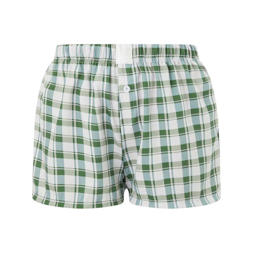 Boxers for Women Y2K Aesthetic Elastic Waist Striped Plaid Print Pajama Shorts Teen Girls Summer Cute Lounge Bottoms Sleepwear