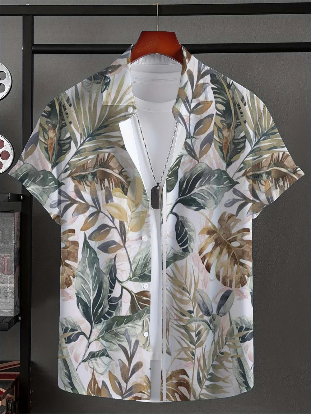 Leaf Tropical Men's Shirt Resort Hawaiian 3D Printed Shirt Outdoor New Vacation Beach Summer Turndown Short Sleeve Hawaii Shirts