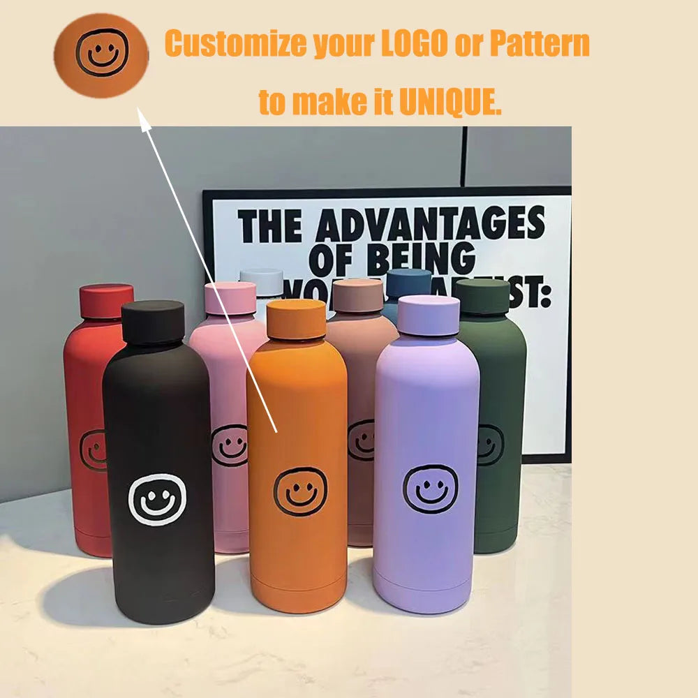 Customizable Text LOGO Insulated Water Bottle Portable with Screw Lid Unisex Groomsmen Wedding Gift Cup Termos Travel Drinkware