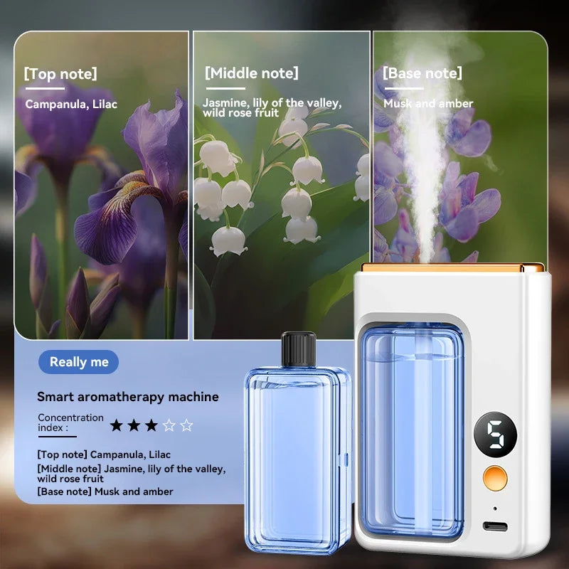 Aromatherapy Machine Essential Oil Humidifier Portable 5-speed Digital Display Automatic Aromatherapy Spray Deodorize Purify Air