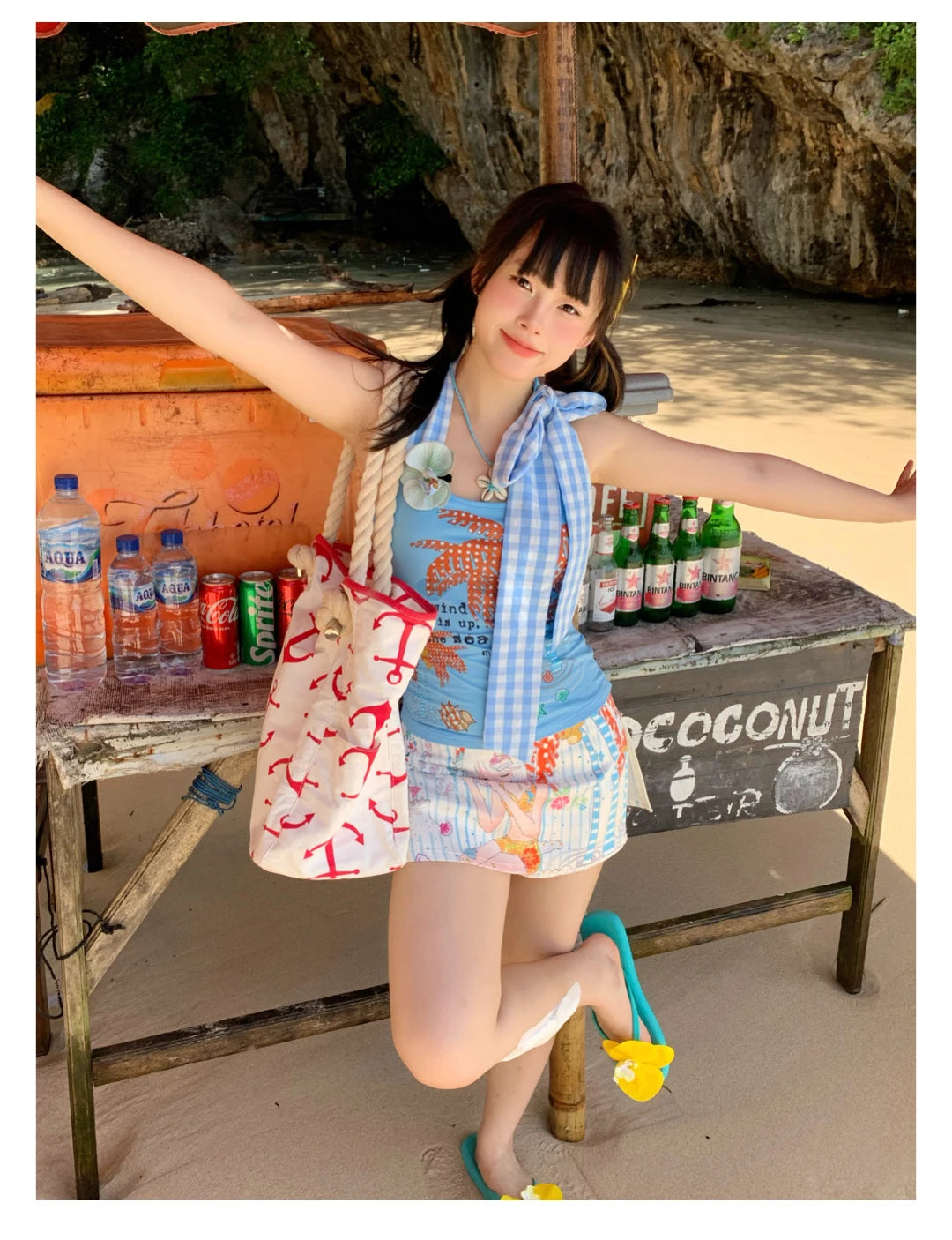 Erwofeina Hotsweet Blue Patchwork Plaid Halter Tops 2000s Clothes Y2k Sleeveless Camis Summer Tank Tops Beach Camisole Chic