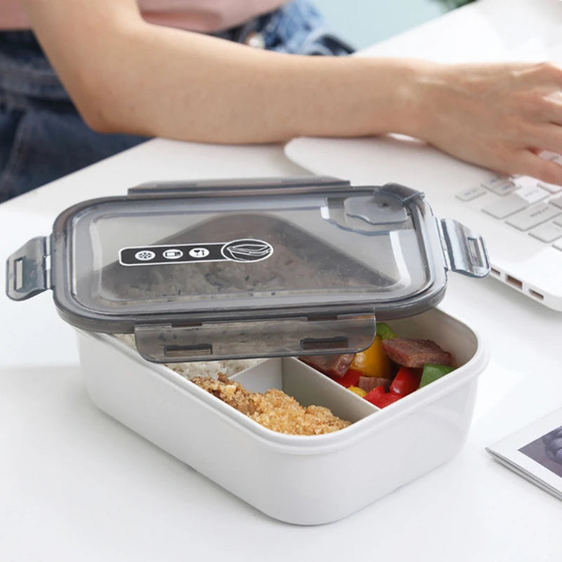 Microwavable Plastic Crisper Lunch Box Multi-compartment Bento Box Portable Food Storage Containers Office Student LeakProof Box