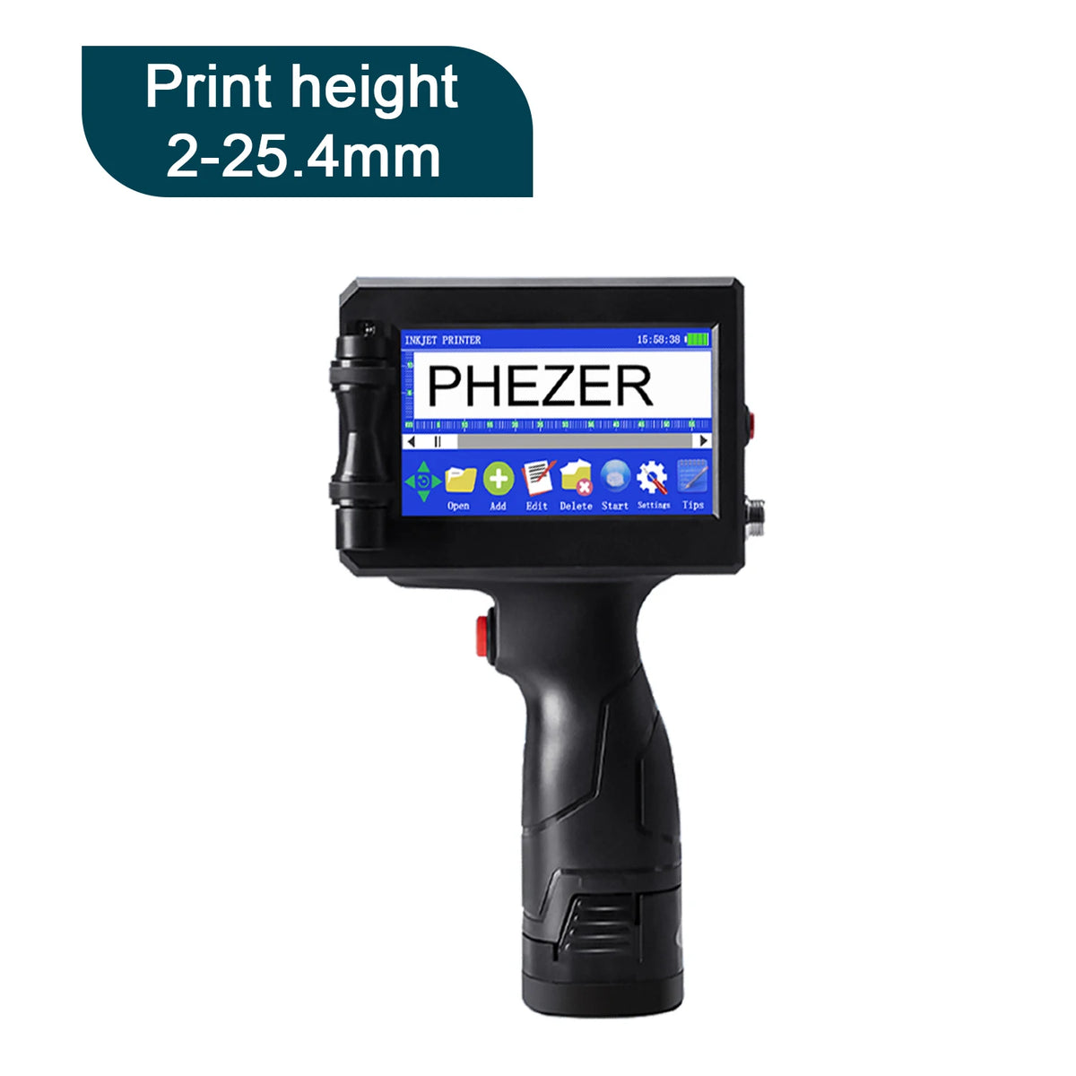 Phezer P15 12.7/25.4mm Handheld Inkjet Printer 28 Languages QR Code Barcode Batch Code Date Marking Expiration Date Coder