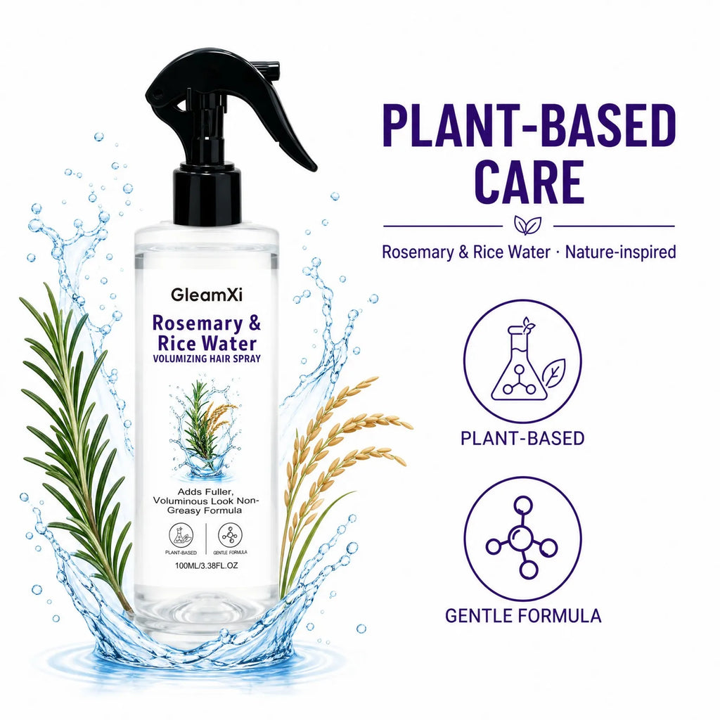 Rosemary Peppermint Rice Water Hair Spray Natural Refreshing Scalp Care Light Non Greasy Formula Soft Smooth Hair Daily Use