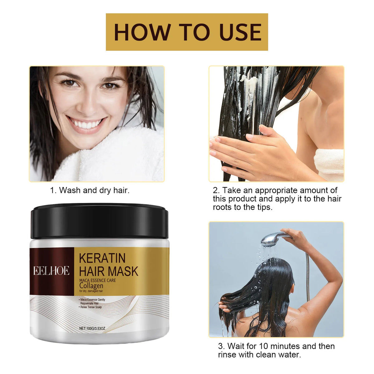 Collagen Keratin Hair Mask Fast Repair Damaged Frizzy Hair Soft Smooth Shiny Straightening Deep Conditioning Moisturizing Hair Care Hot Sale