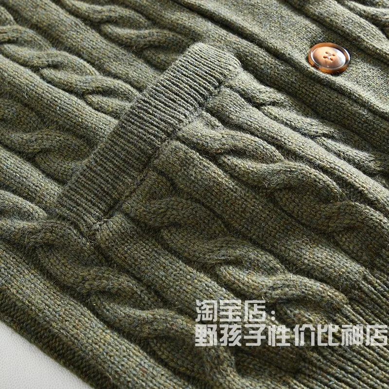 100% Wool Men's Scandinavian Style Shawl Collar Cardigan Nordic Knit Sweater Jacket for Autumn/Winter