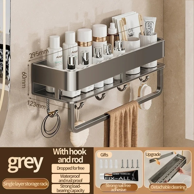 Wall-Mounted Bathroom Storage Shelf with No Drilling Required for Bathroom Sink Vanity and Toilet Wall Storage Racks