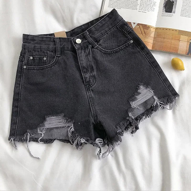 Summer Hot Sale Girls Fashion Denim Shorts Lady Chic Sexy Mini Pants Women Raw Edge High Waist A-line Short Jeans