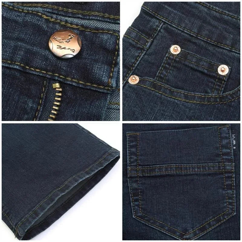 Male Bell Bottom Denim Trousers Slim Black Boot Cut Jeans Men's Clothing Casual Business Flares Pants