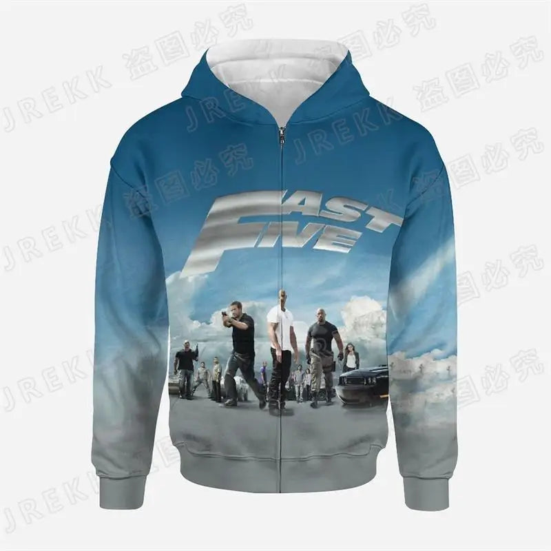 Fast & Furious 3D Print Men Children Zip Hoodie Streetwear Hot Selling Road Racer Style Spring And Autumn Jacket Sweatshirt