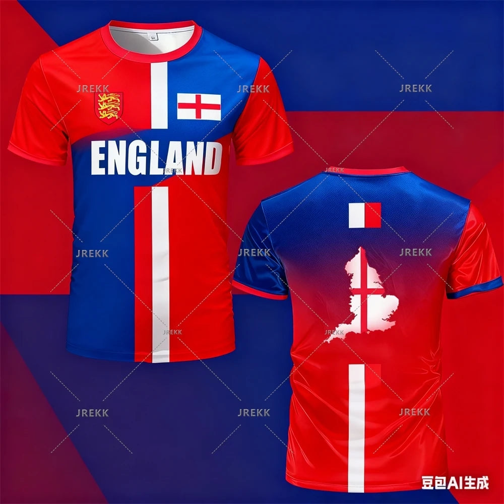England Football Jersey Men's Sports T-shirts Maillot Football Oversized Quick Dry Tops Unisex Casual Tees Tops Y2k Mens Gifts