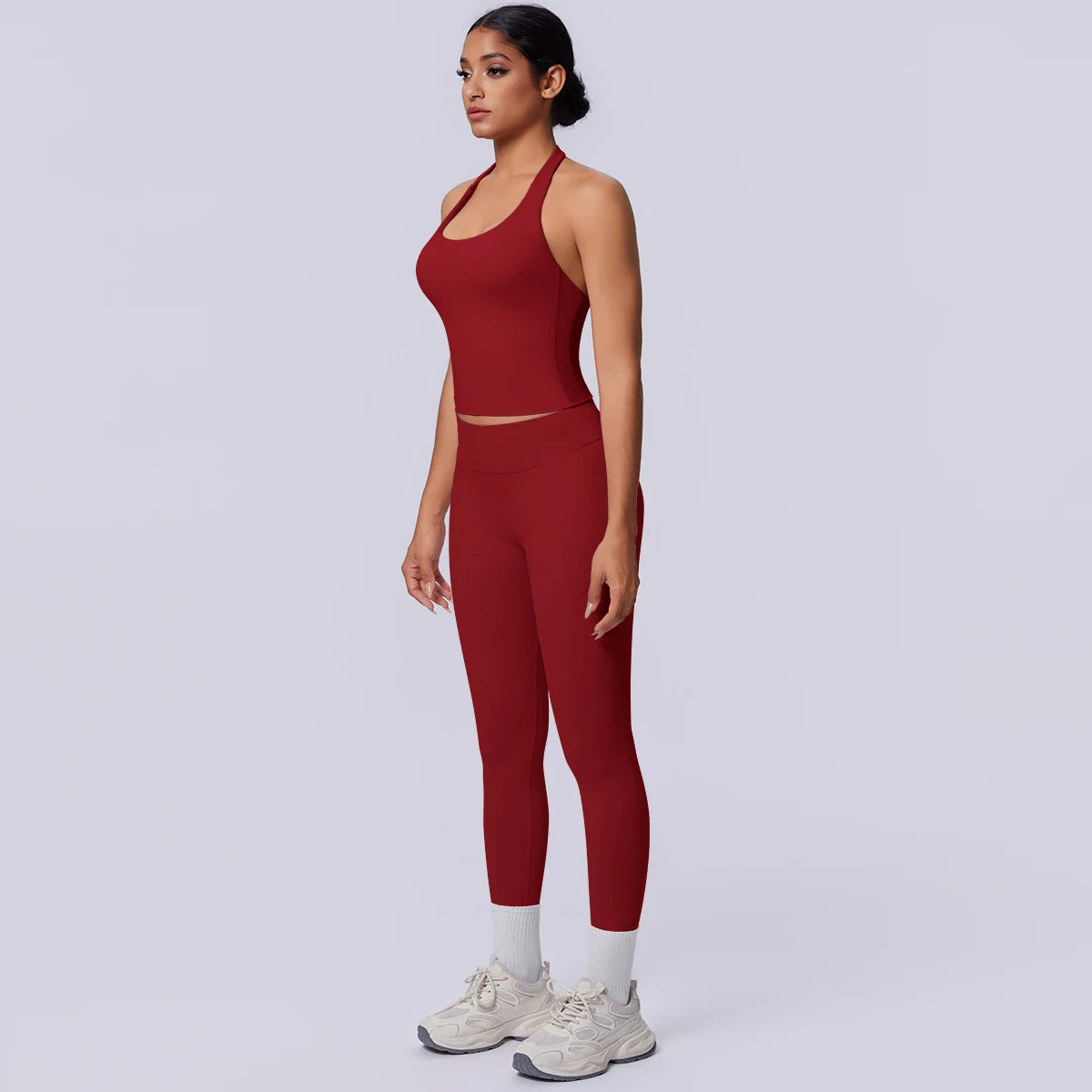 2PCS Woman Yoga Set Solid Color Sexy Fitness Top Summer Gym Workout High Stretch Female Pants Sports Fitness Clothing Yoga Set
