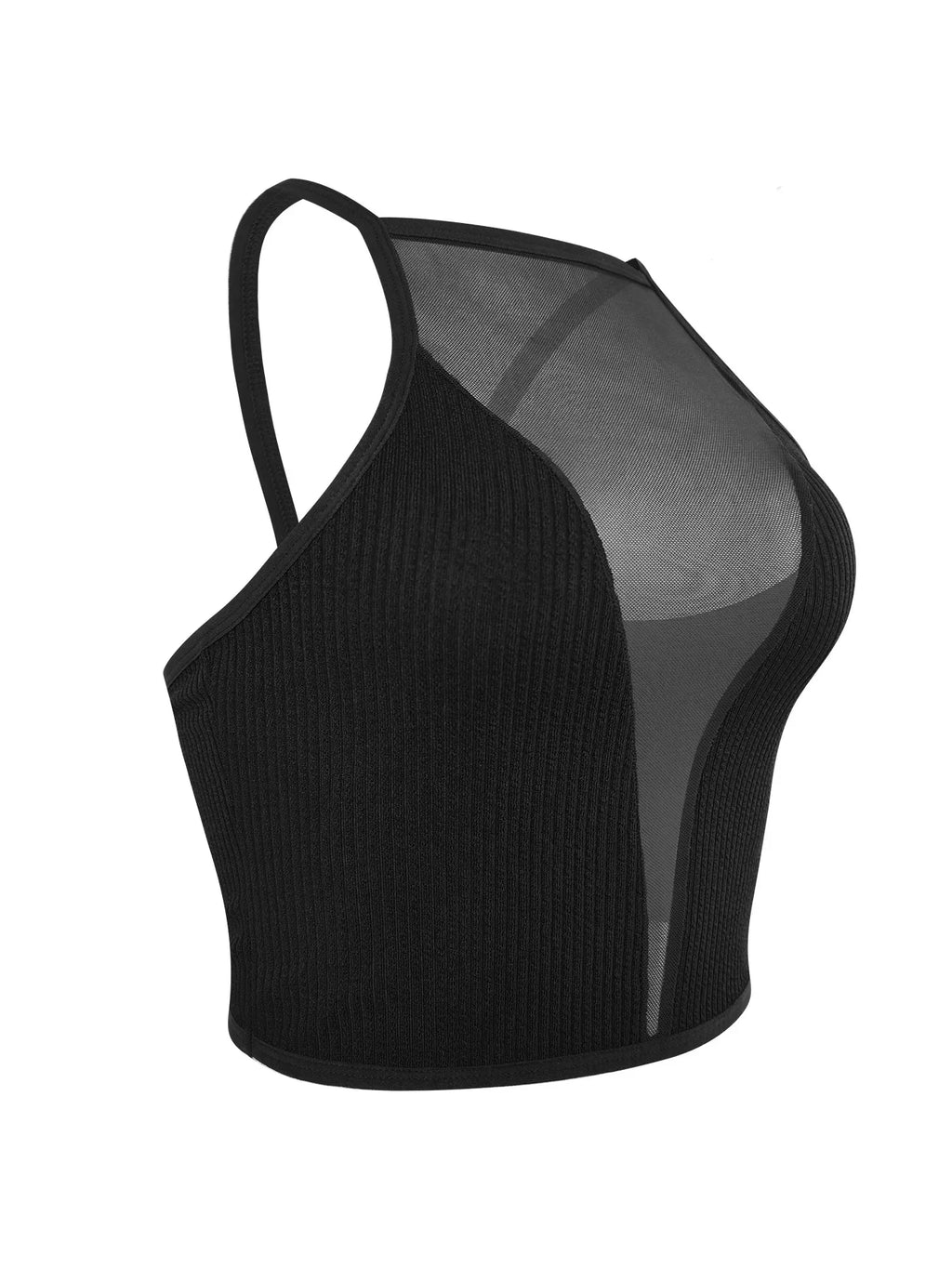 1pc Sexy Mesh Camisole Crop Top Corset Ribbed Backless Underwear Hot Fashion Women Casual BrassiereTank Top Bralette Lingerie