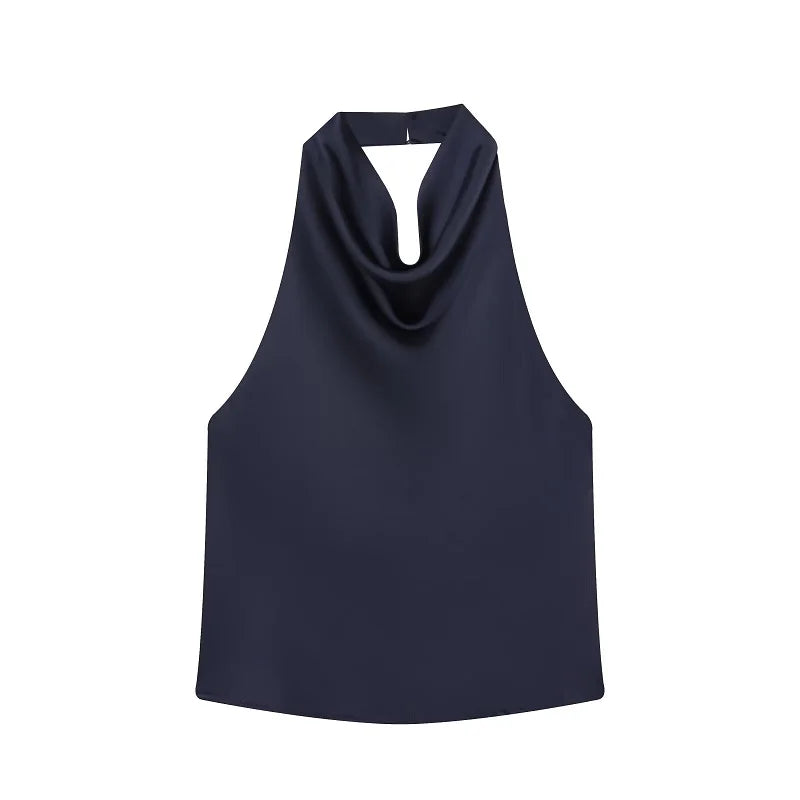 MUJER Satin Halter Tops for Women off Shoulder Backless Tops Woman 2026 Sexy Strapless Women's Tops Camisole Beach Top Female