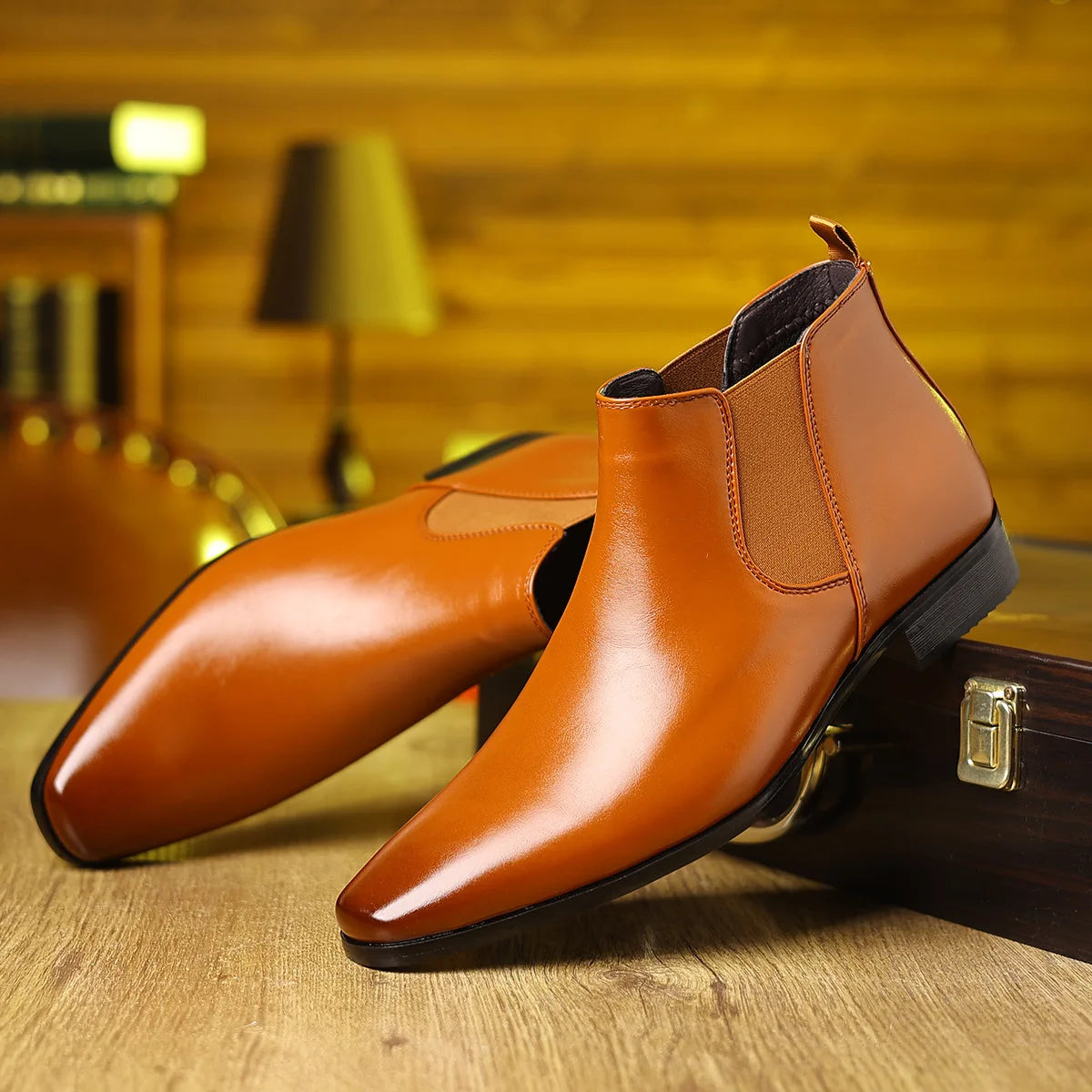 Autumn Winter Leather Chelsea Boots for Men Designer Soft-soled Business Men Dress Shoes Fashion Big Size Ankle Boots Male