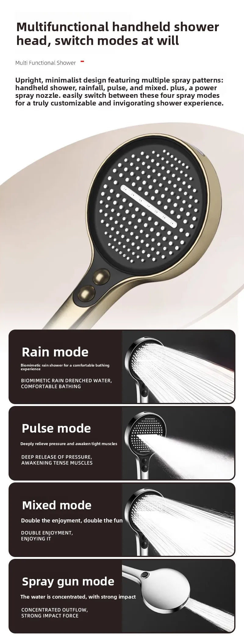 Hotel Grade All Copper Waterway Shower Set Hot Cold Multifunction Pressure Shower Head Storage Shelf Copper Shower Set Bathroom