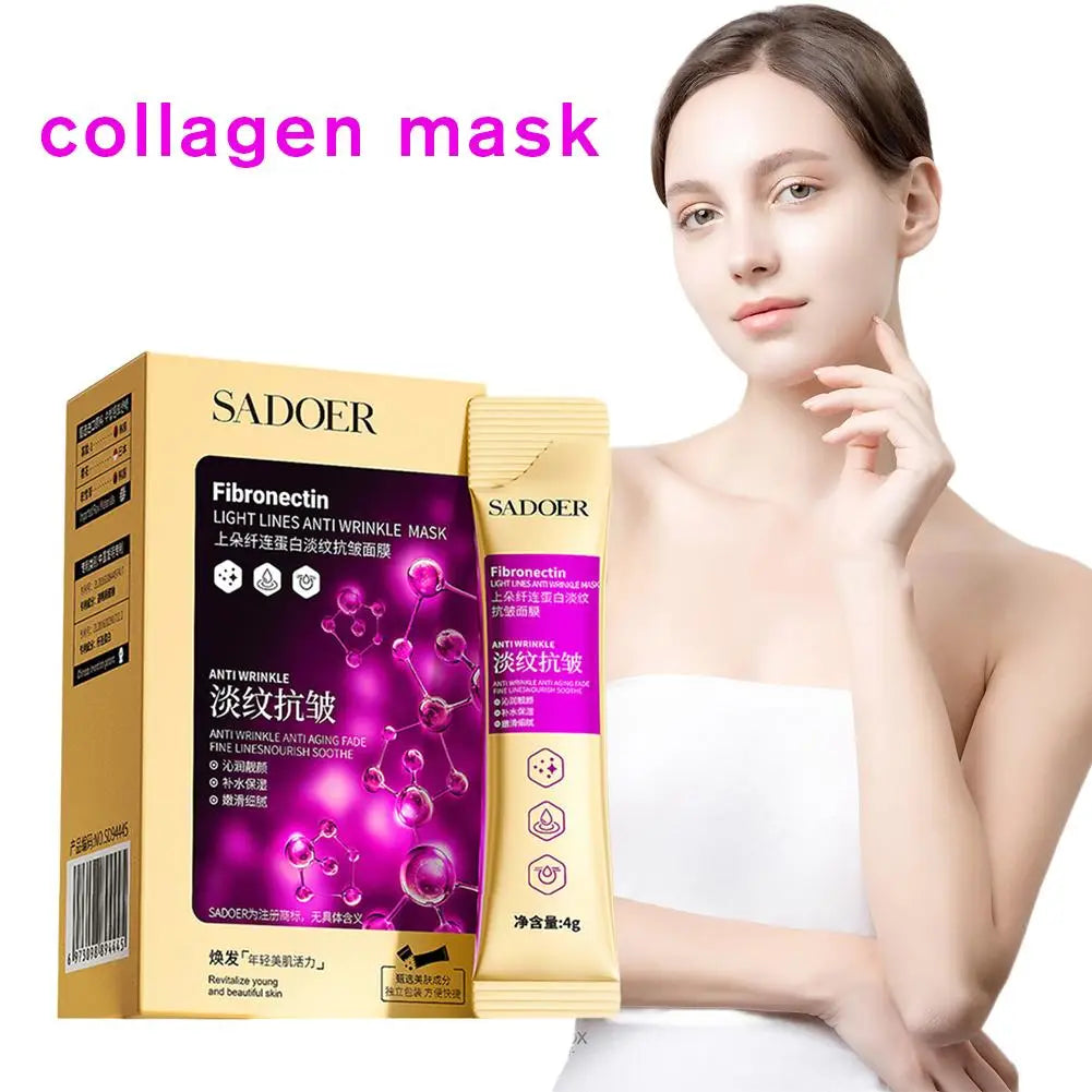 4g X 20pcs Fibronectin Anti-Wrinkle Facial Masks Moisturizing Skin Lifting Elastic Smooth Beauty & Health Face Care
