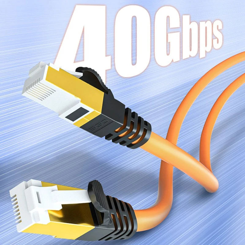High Speed CAT8 Ethernet Cable High Flex Heavy Duty Network Cable with Gold Plated RJ45 Connector 40Gbps 2000Mhz LAN Cable