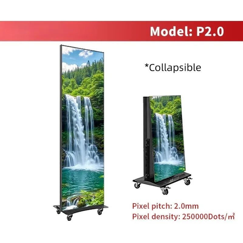 LED Display Poster Screen, Indoor Vertical Advertising Screen, Movable Folding, Exhibition Promotion