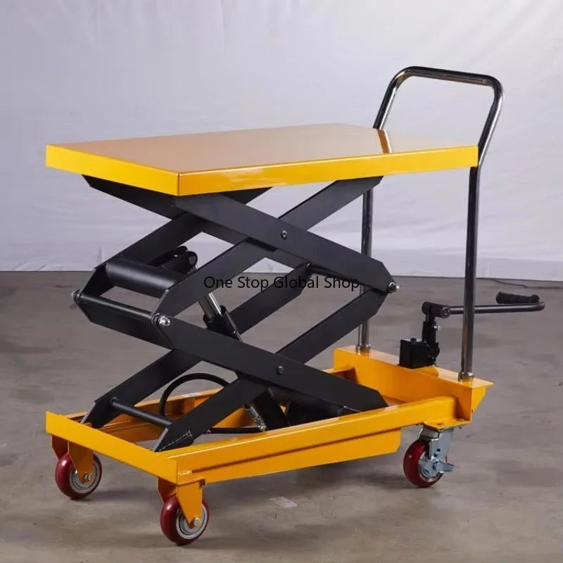 Portable 300KG Manual Hydraulic Scissor Lift Platform Flatbed Trolley Mini Mobile Steel Material Shopping Storage Use OEM