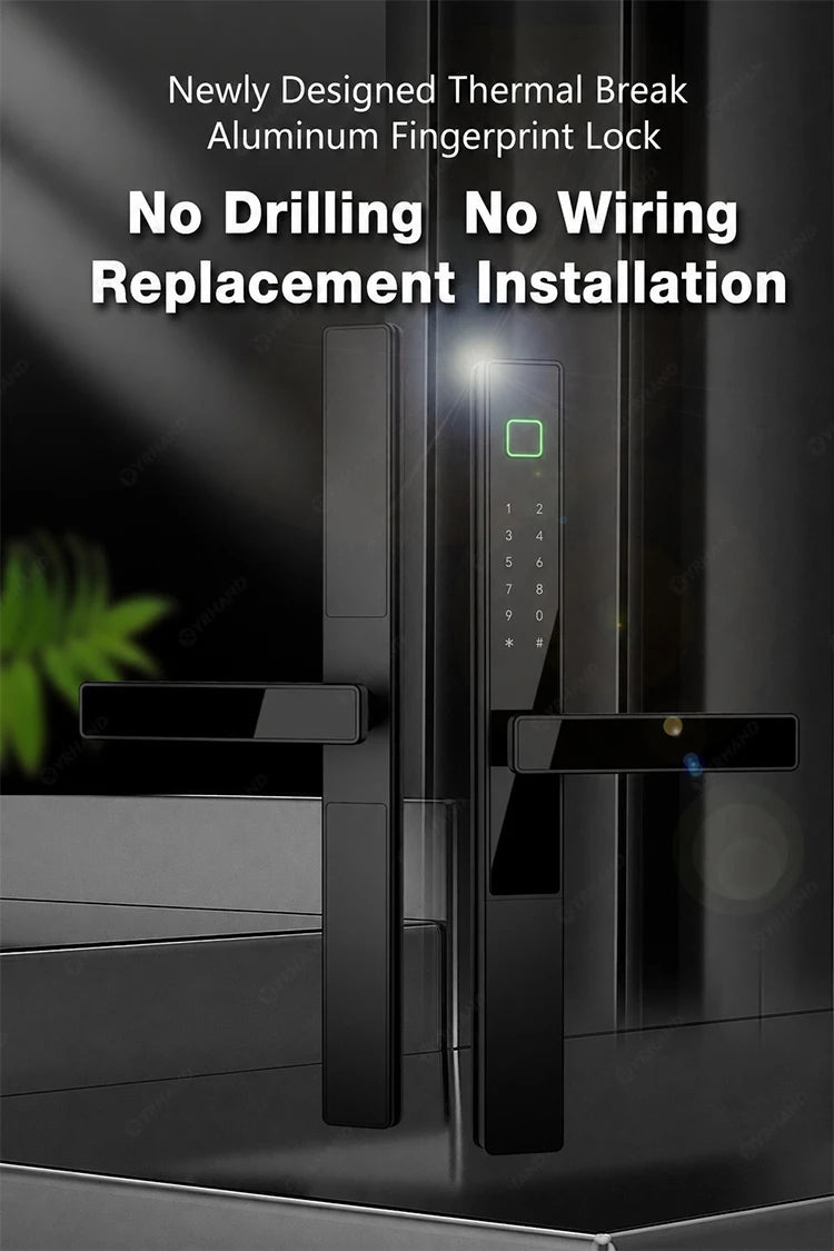 Smart Fingerprint Door Lock 34mm Ultra Narrow No Drilling Replacement TTLock App Anti Peep Password IC Key For Sliding Doors