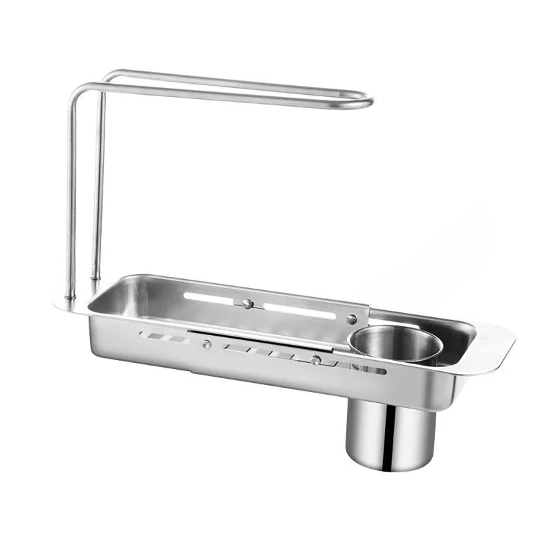 Kitchen Telescopic Storage Rack Sink Organizer Rack Telescopic Faucet Organizer Towel Sponge Storage Adjustable Storage Rack