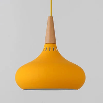 GEW Nordic Modern Funnel Pendant Light Wood Aluminum E27 Multi Color Hanging Lamp for Dining Kitchen Island Bedside