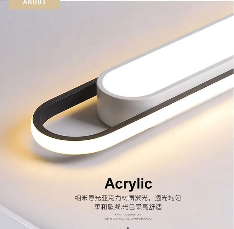 LED Ceiling Light, Minimalist Modern Light, Long Strip, Creative Bal Living Room, Bedroom, Study, Human Body Sensing Rectangular