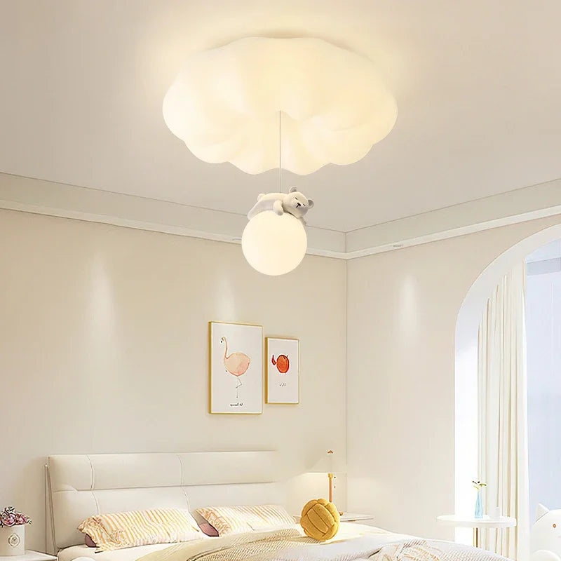 Modern Bear Cream Ceiling Lights Modern Lighting Creative Simple Lamps Living Room Bedroom Lustres Luminaria Decoration Lamparas