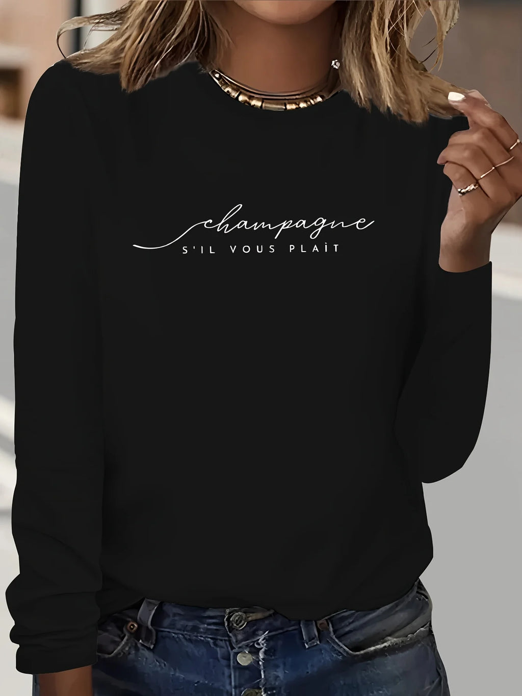 100% pure cotton women's spring and autumn loose casual skull and rose graphic printed long sleeved round neck T-shirt