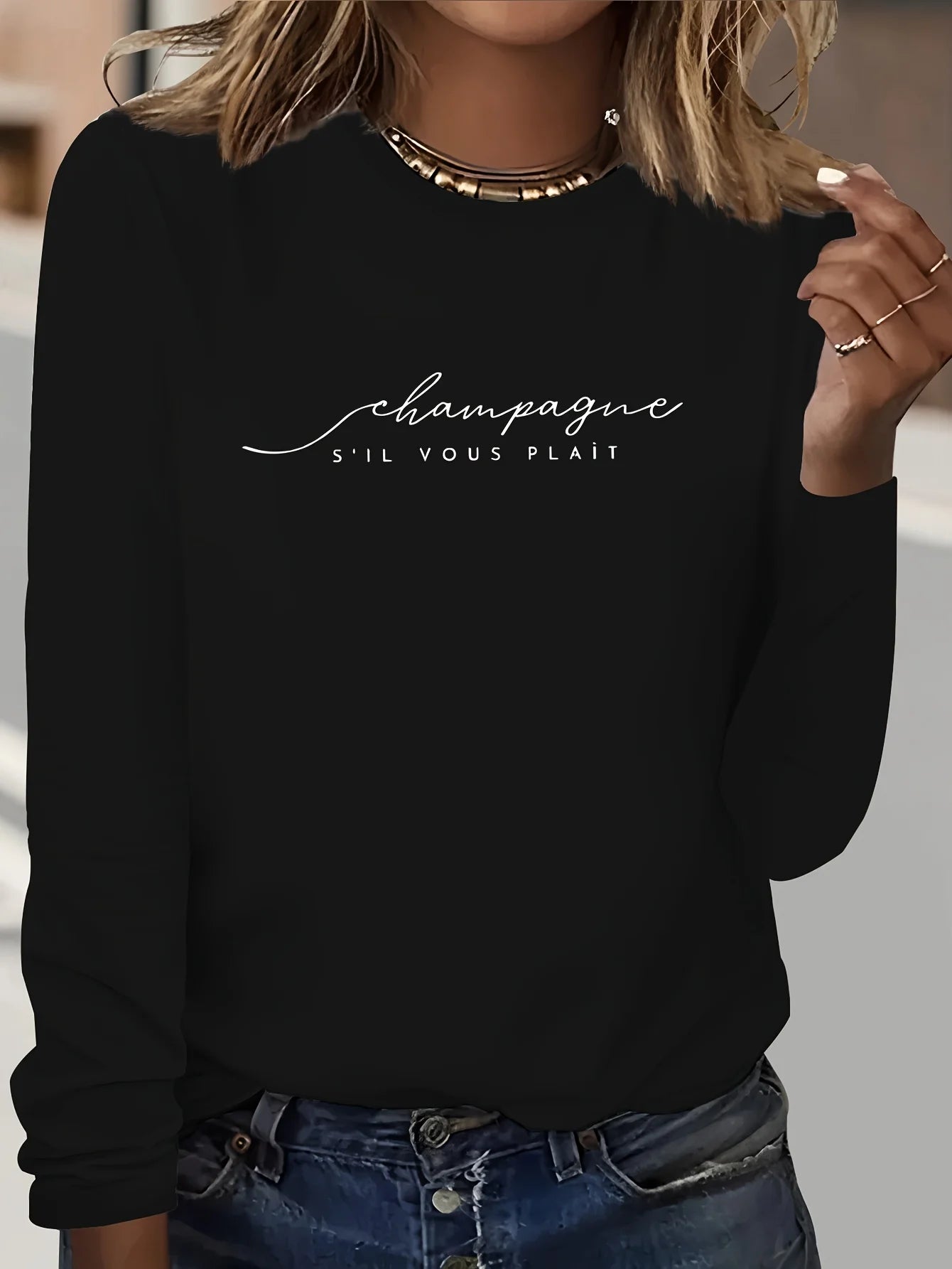 100% pure cotton women's spring and autumn loose casual skull and rose graphic printed long sleeved round neck T-shirt