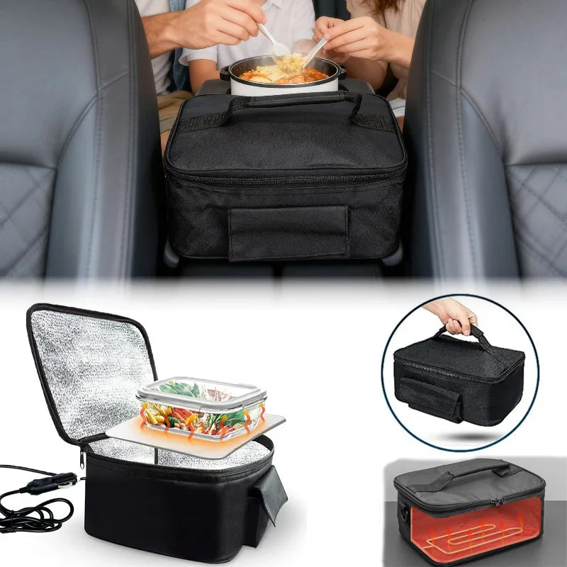 12V Car Heated Picnic Food Lunch Box Warmer Portable Mini Oven Insulated Efficient Heating Constant Temperature Auto-Control