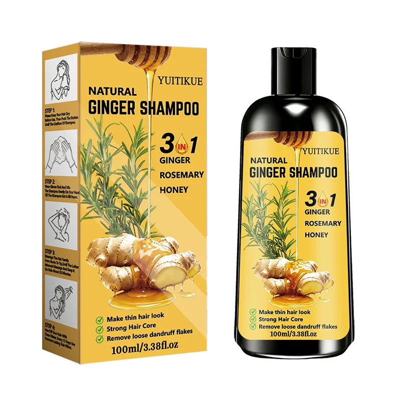 YUITIKUE Ginger Shampoo 100ml - Anti Dandruff Nourishing Hair Care with Rosemary Honey Extract