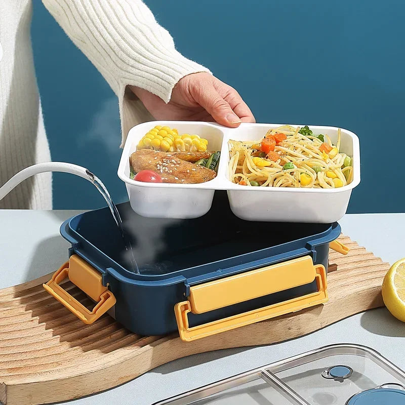 850ML Lunch Box with Tableware Sauce Box Portable Plastic Compartment Bento Box for Kids Food Storage Container Microwavable