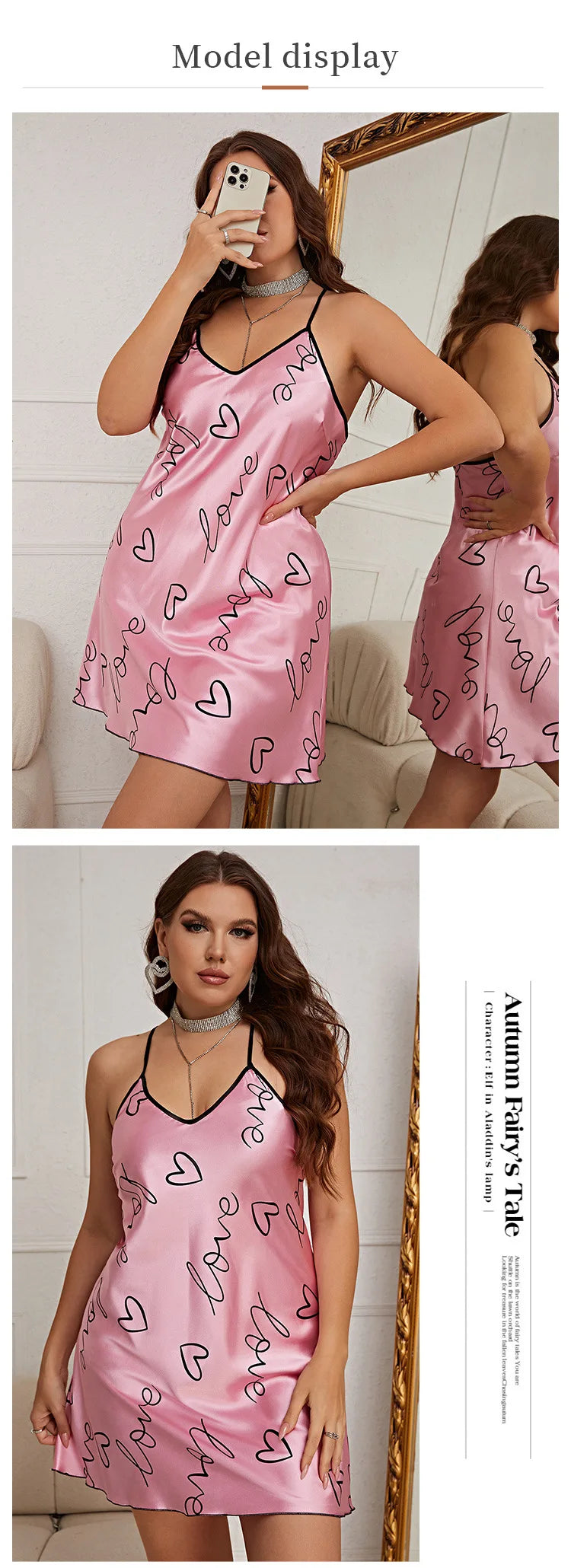 2026 Women's Love One-piece Nightdress Summer Sexy Suspender Dress Loungewear Pajamas Women
