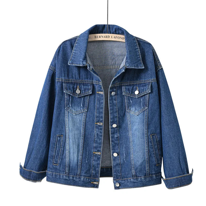 Pink Denim Jacket Women's Spring Autumn Single-breasted Lapel Coat Fashion Green Black Red Blue Outerwear Female Jean Overcoat