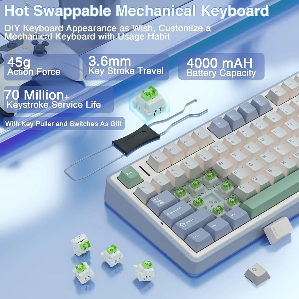 AULA F75 75% Wireless Mechanical Keyboard Hot Swappable Creamy Keyboard Pre-lubed Reaper Switches RGB Backlit Gaming Keyboards
