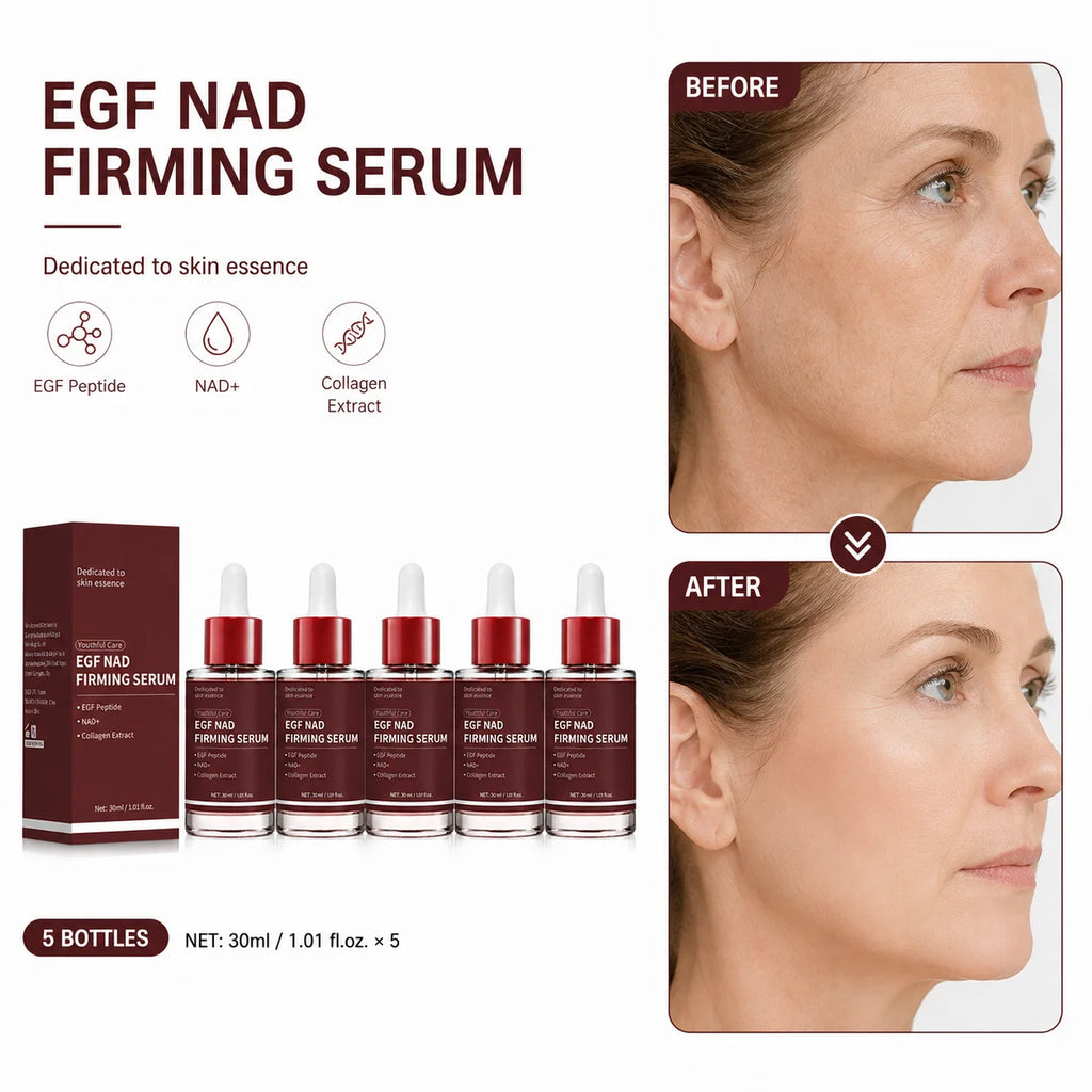 5PCS EGF Peptide NAD+ Firming Serum with Collagen, Intensive Hydrating Face Serum for Firmer, Smoother & Plumper-Looking Skin 30