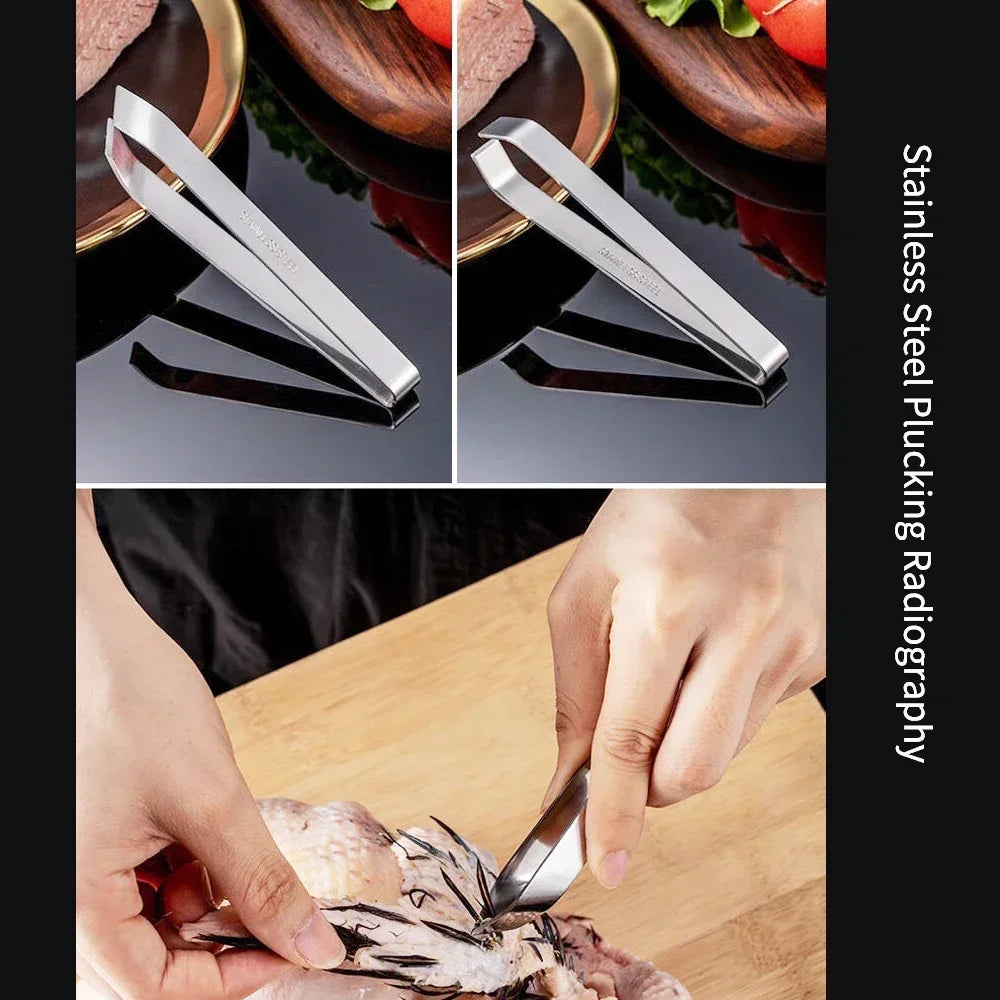 1pcs 430 Stainless Steel Fish Bone Tweezers Pincer Clip Puller Remover Tongs Fish Bone Plucking Clamp Kitchen Gadgets Tool