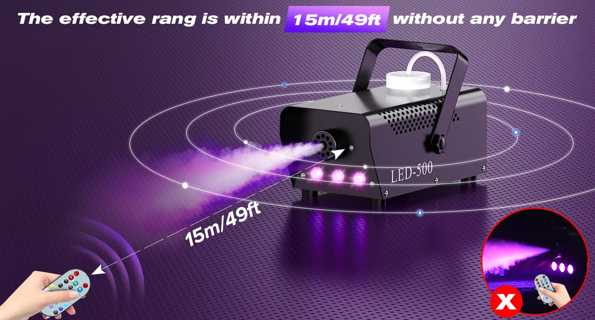 Yiflamefly 500W RGB LED Smoke Fog Machine Fogger Stage Lighting Effect with Remote Control for Wedding DJ Show Concert Bar Party