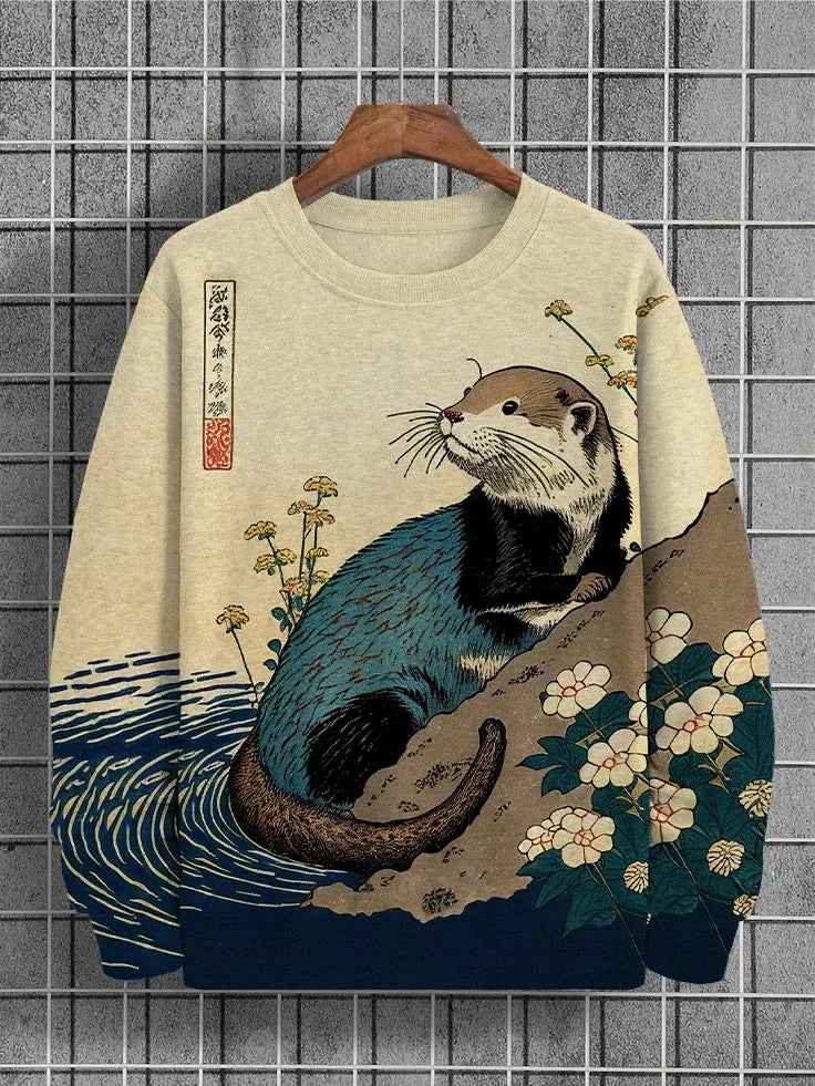 Men's Animal Cat Sweatshirt Long Sleeved Sweatshirt O-Neck Fashion Cool Daily 3D Printed Japanese Art Prints Casual Sweatshirt