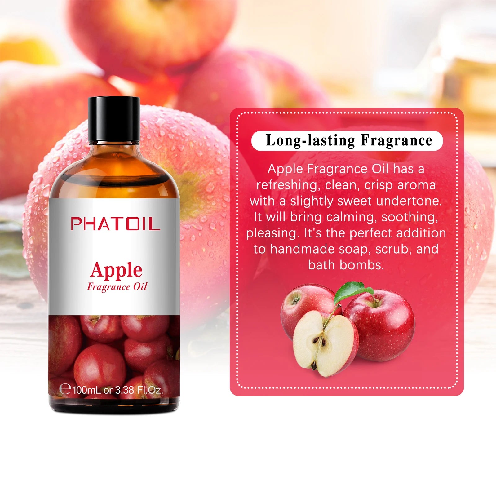 PHATOIL 100ml Fruit Series Fragrance Oils with Glass Dropper Coconut & Vanilla Strawberry Mango Cherry Aroma Oil For Diffuser