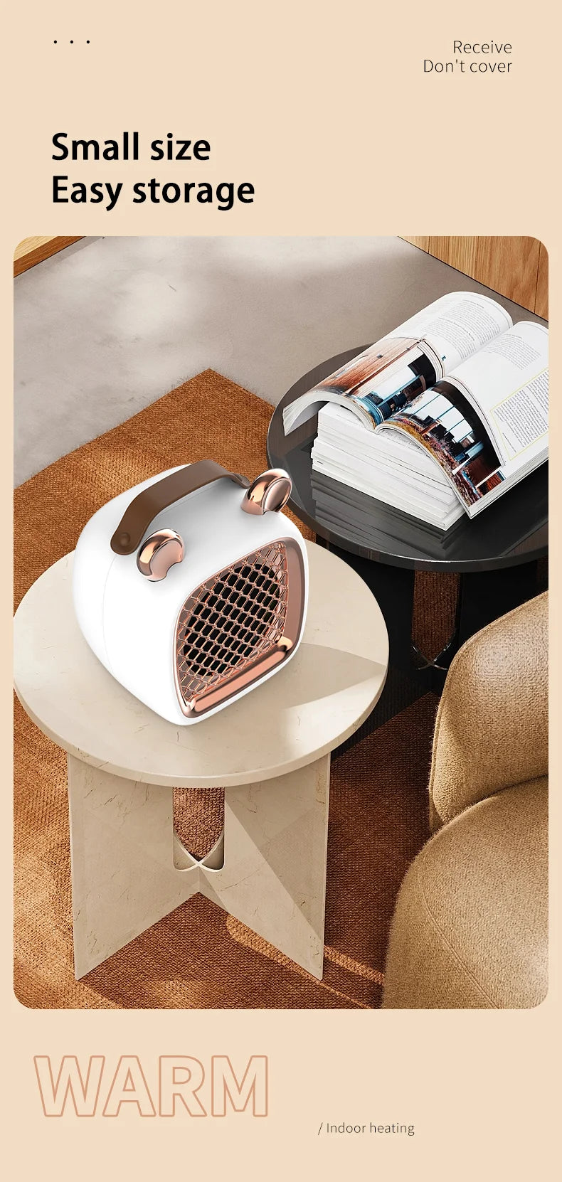 Electric Heater Mini Portable Intelligent Air Heater Reduced Wind Noise Home Heating Warmer Fan Intelligent Constant Temperature