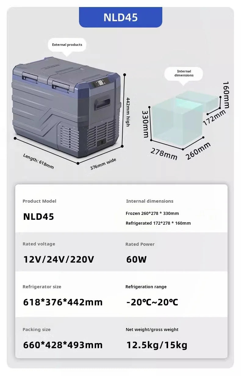 35L Car Fridge, 12V/24V Portable Refrigerator with APP Control, Compressor Cooler for RV/Truck/Camping, -20℃~20℃, Freezer