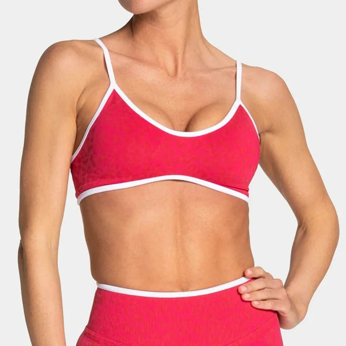 NO LOGO Women leopard print yoga fitness suit, contrasting edge sports bra high waisted leggings running cycling headband